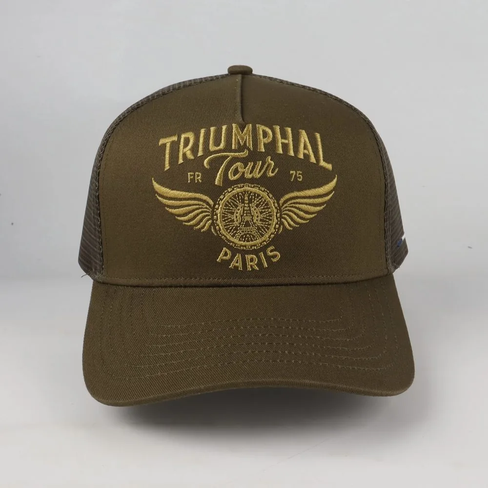 Casquette trucker kaki Triumphal Tour, broderie or