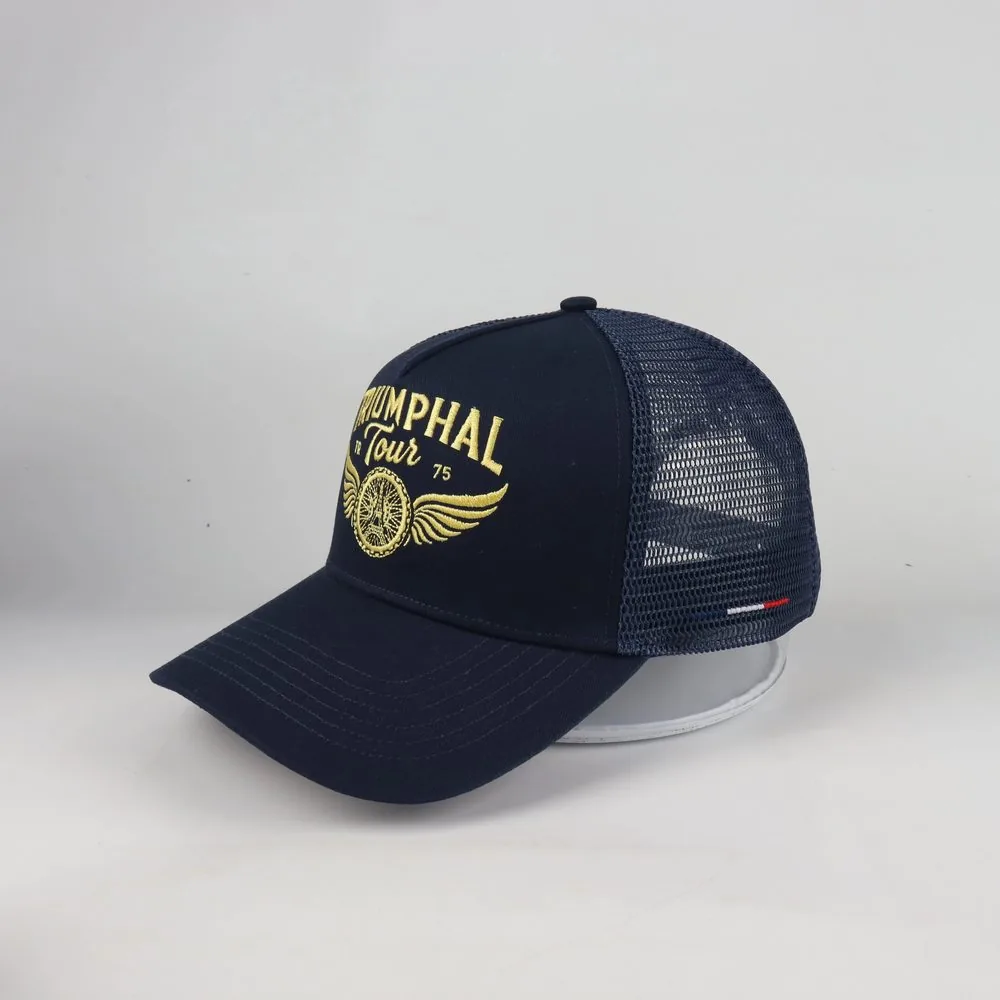 Casquette trucker bleu nuit Triumphal Tour, broderie or et liseré tricolore